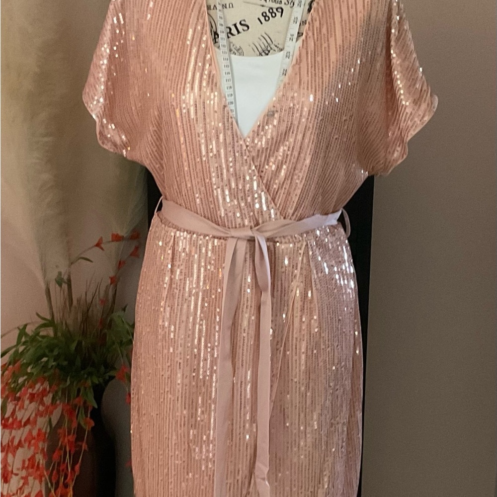 Elegant Pink Sequin Dress